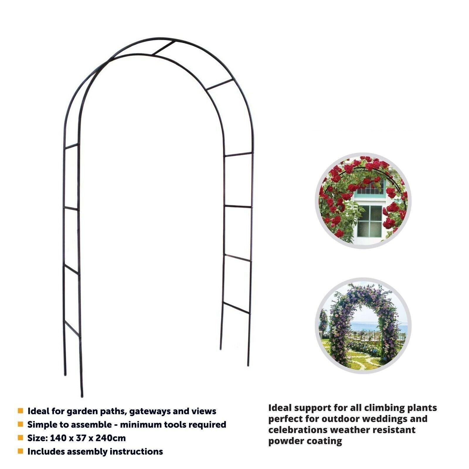 Premium Metal Garden Arch Trellis – Dark Green for Climbing Plants