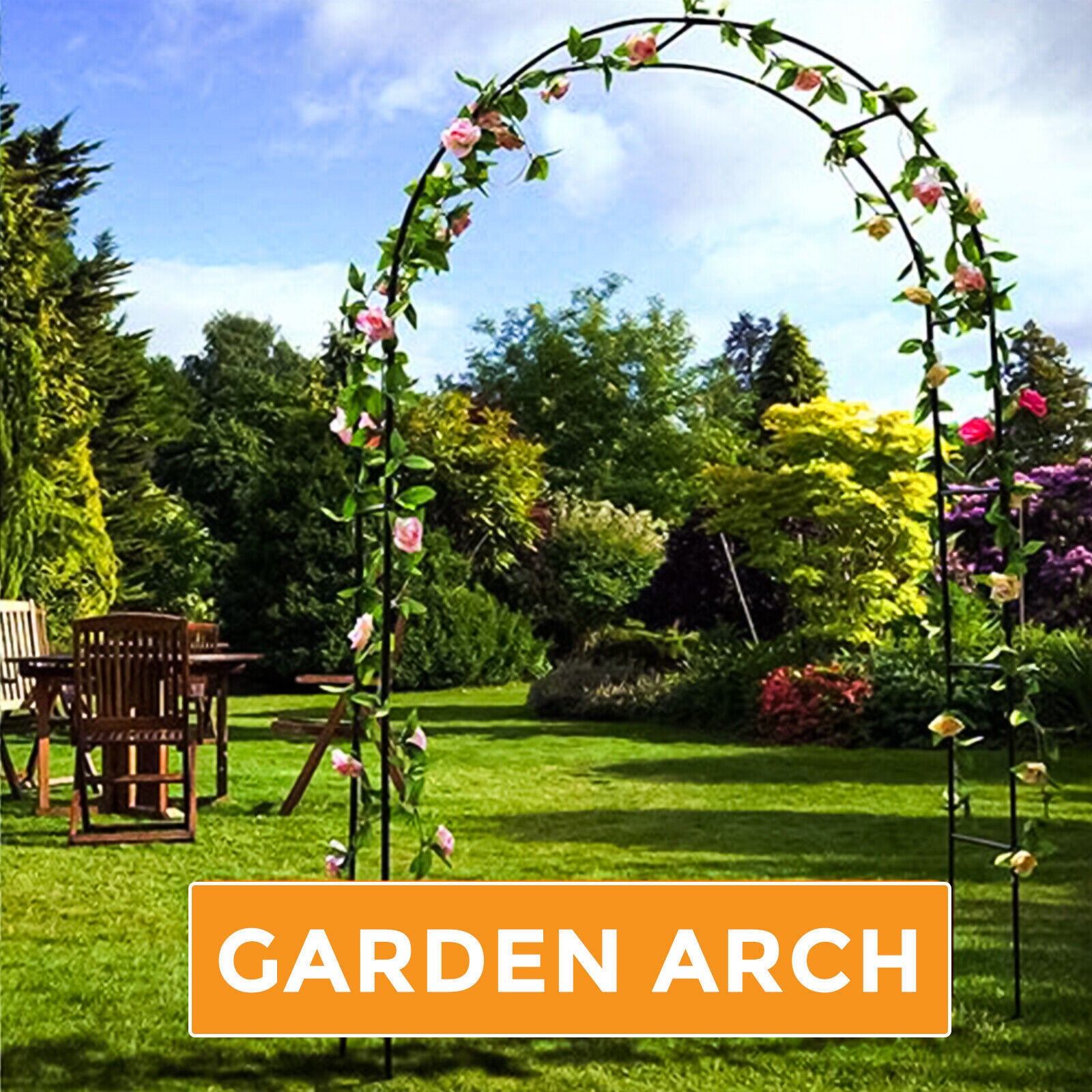 Premium Metal Garden Arch Trellis – Dark Green for Climbing Plants