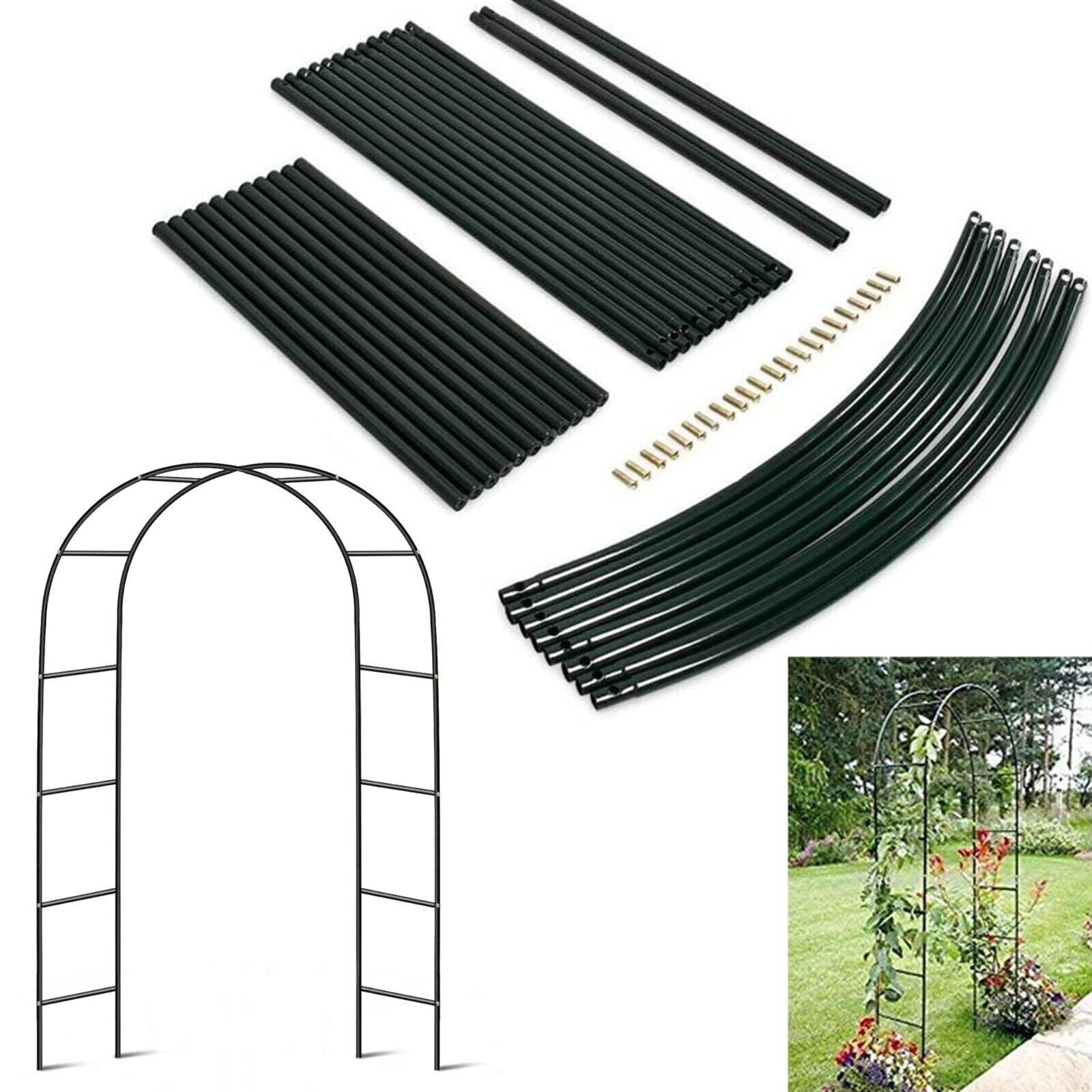 Premium Metal Garden Arch Trellis – Dark Green for Climbing Plants