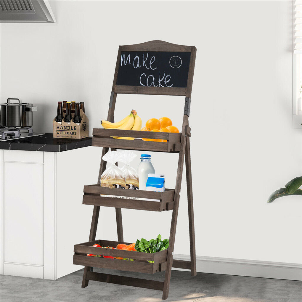 Vintage Wooden Chalkboard Easel with 3 Shelves - 38x50CM - SuperSaverAU - view 3
