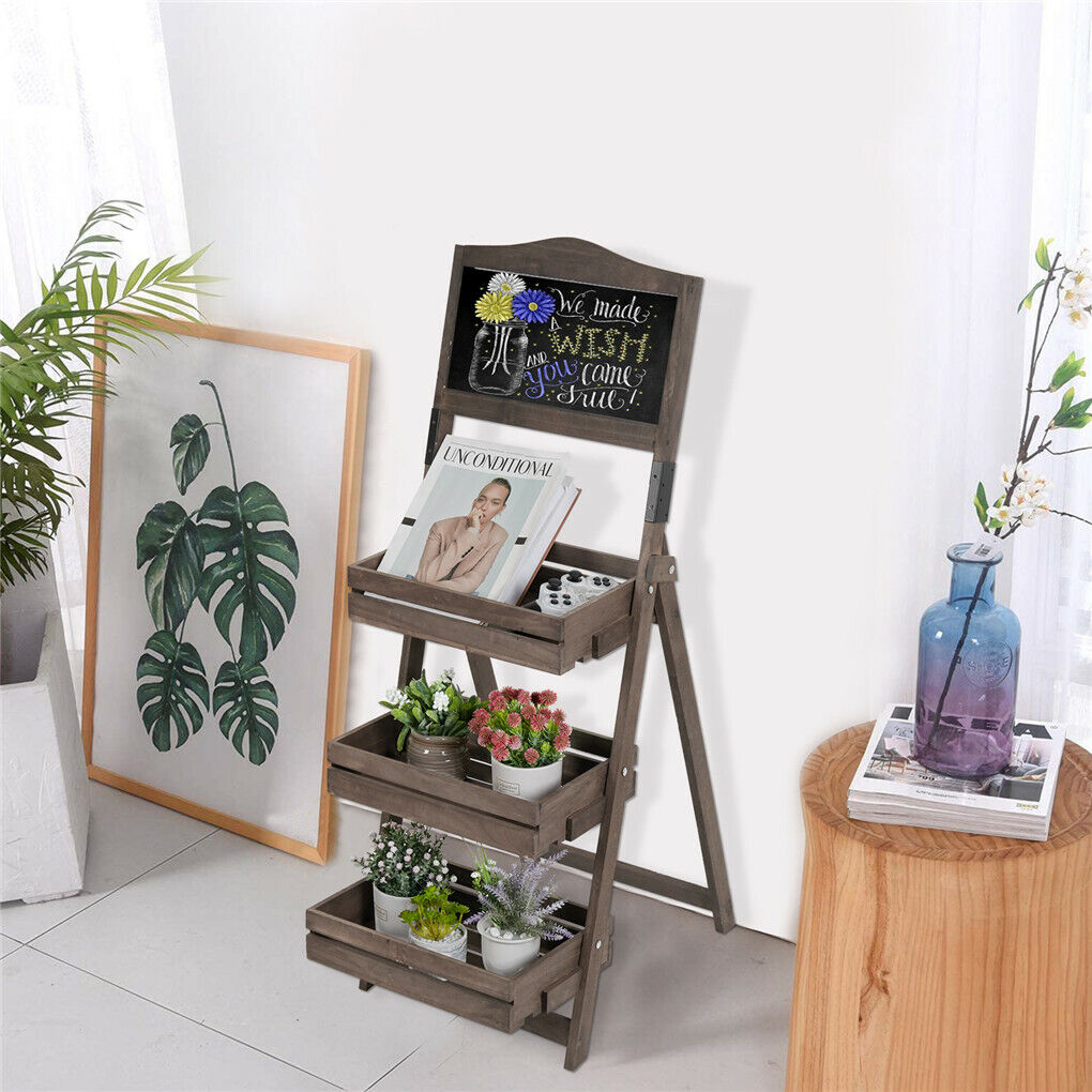 Vintage Wooden Chalkboard Easel with 3 Shelves - 38x50CM - SuperSaverAU - view 7