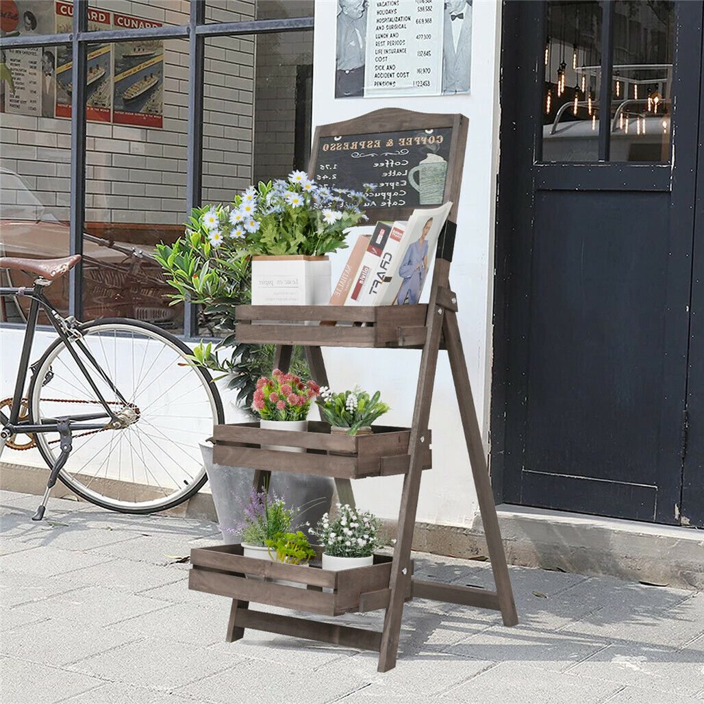 Rustic Wood Plant Stand 38CM - 4 Tier Foldable Shelf for Plants & Decor - SuperSaverAU - view 4