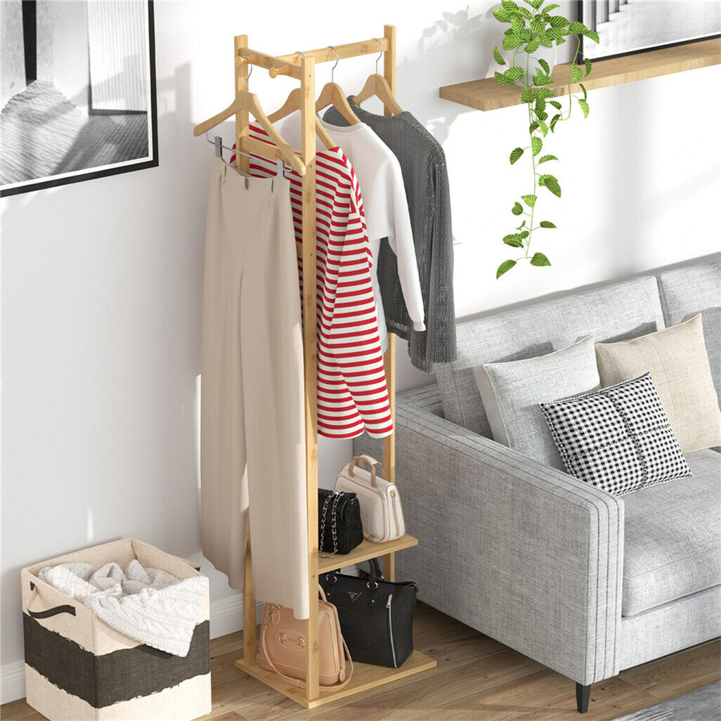 Bamboo Coat & Hat Rack Stand with Shoe Shelf - SuperSaverAU - view 4