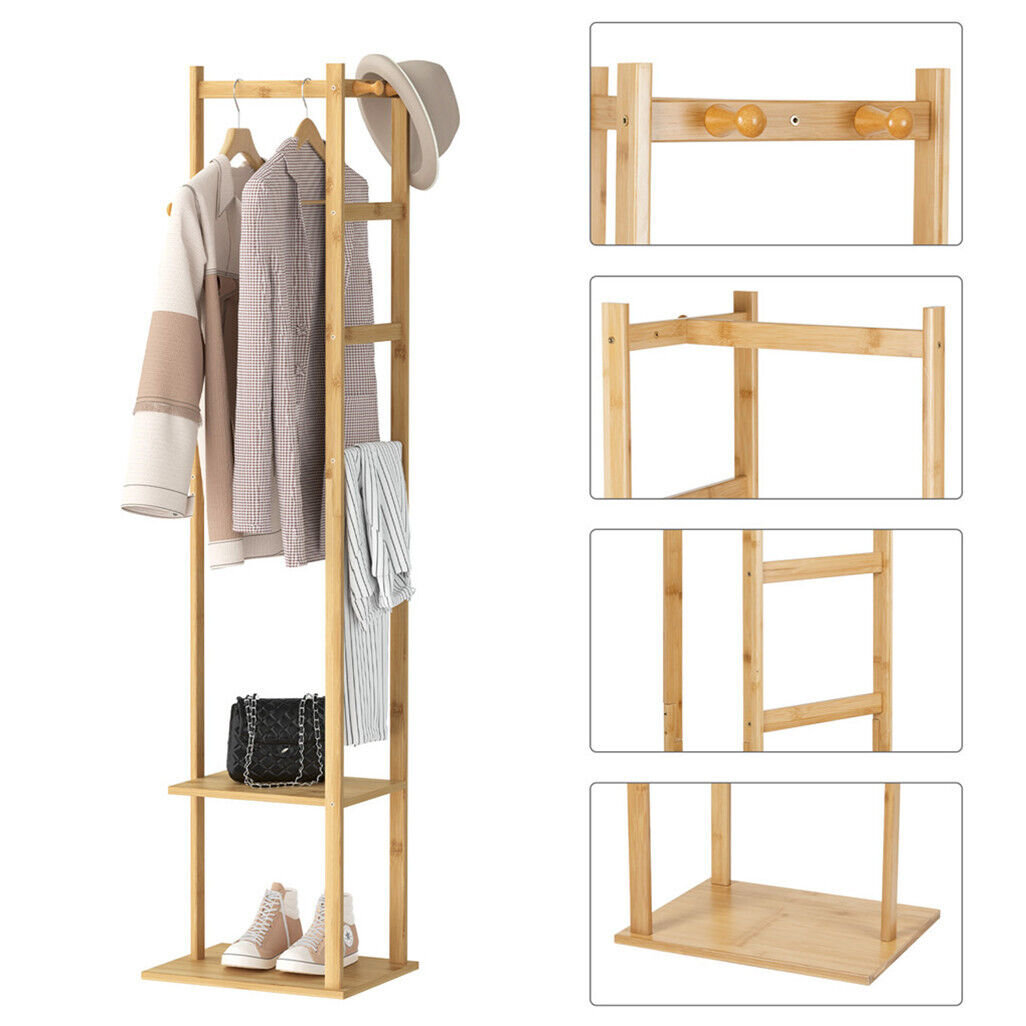 Bamboo Coat & Hat Rack Stand with Shoe Shelf - SuperSaverAU - view 7