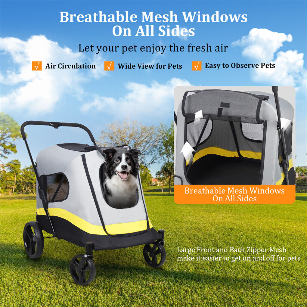 Dog Stroller 30x30x20 cm with Rain Cover, Dual Entry, Foldable Pet Cart - SuperSaverAU - view 5