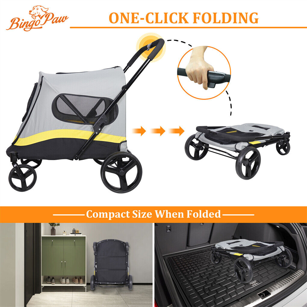 Dog Stroller 30x30x20 cm with Rain Cover, Dual Entry, Foldable Pet Cart - SuperSaverAU - view 8