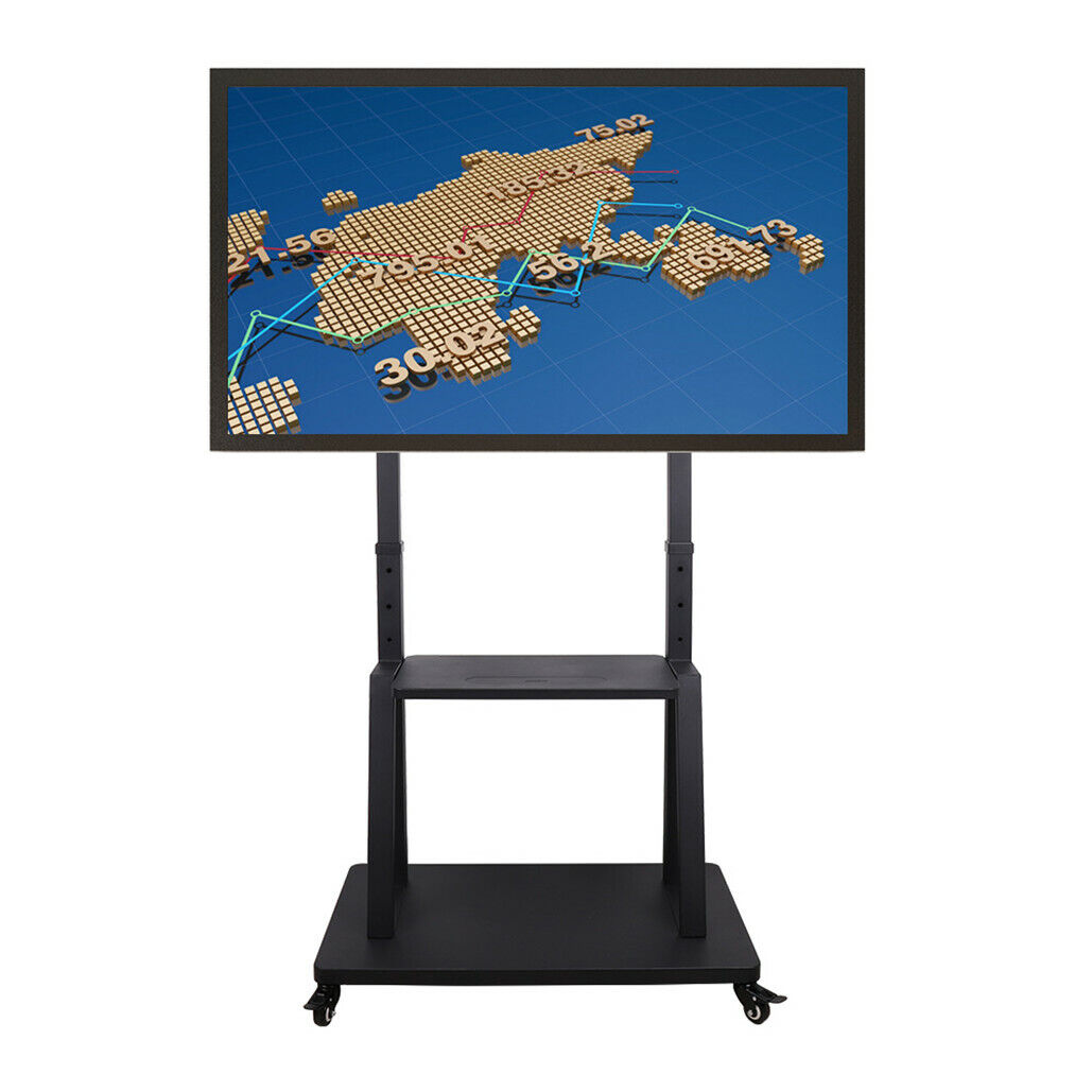 Rolling TV Stand 32-100" with Adjustable Mount, 2-Tier Shelf, Mobile Design - SuperSaverAU - view 1