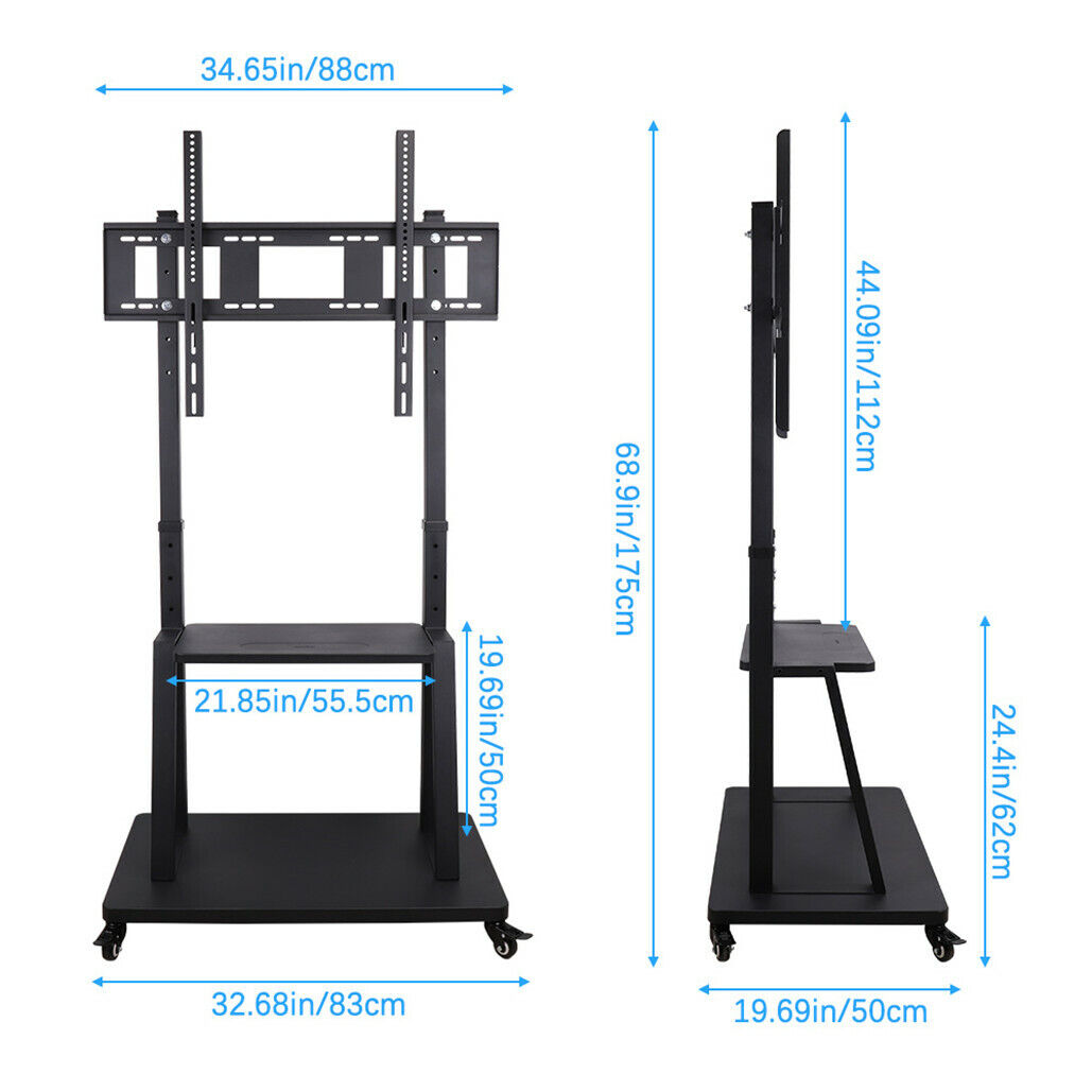 Rolling TV Stand 32-100" with Adjustable Mount, 2-Tier Shelf, Mobile Design - SuperSaverAU - view 5
