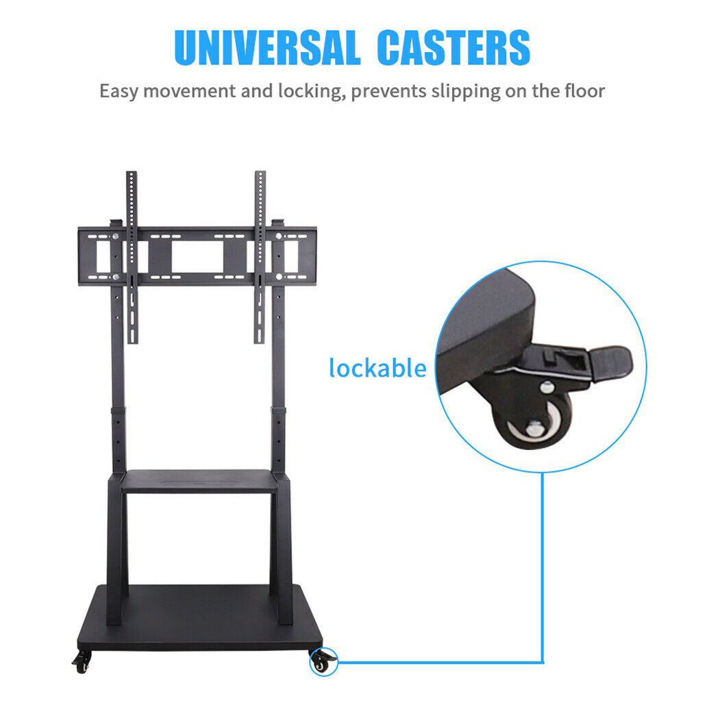 Rolling TV Stand 32-100" with Adjustable Mount, 2-Tier Shelf, Mobile Design - SuperSaverAU - view 9