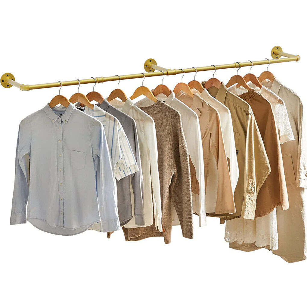 Vintage Gold Wall Mounted Clothes Rack, 180 x 27.5 x 8.5 cm, Elegant Design, 30kg Capacity - SuperSaverAU - view 2