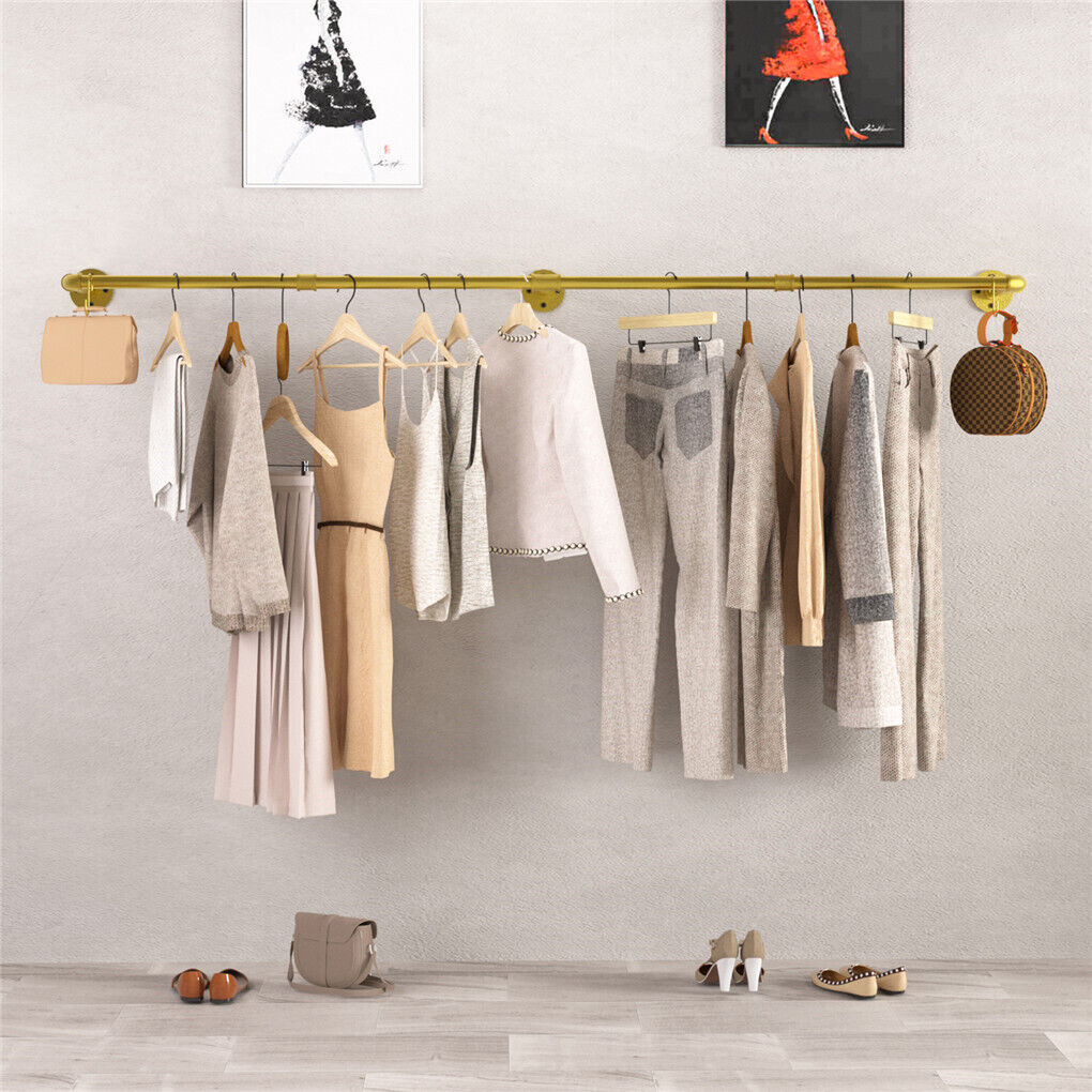 Vintage Gold Wall Mounted Clothes Rack, 180 x 27.5 x 8.5 cm, Elegant Design, 30kg Capacity - SuperSaverAU - view 5