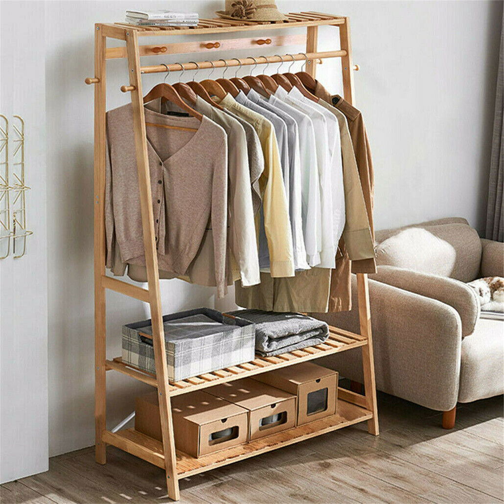 Bamboo Garment Rack 35x17.1x65 inches - Eco-Friendly, Portable Laundry Storage - SuperSaverAU - view 7