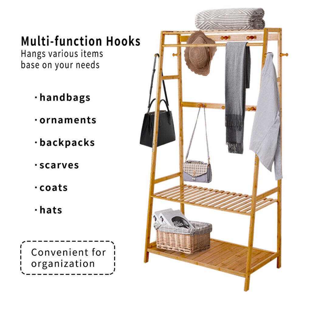 Bamboo Garment Rack 35x17.1x65 inches - Eco-Friendly, Portable Laundry Storage - SuperSaverAU - view 8