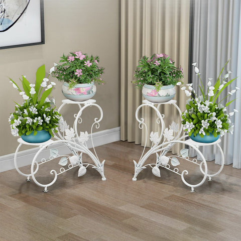 Set of 2 Plant Stand 30x30x20 cm, Durable Iron, Elegant Vintage Design - SuperSaverAU - view 1
