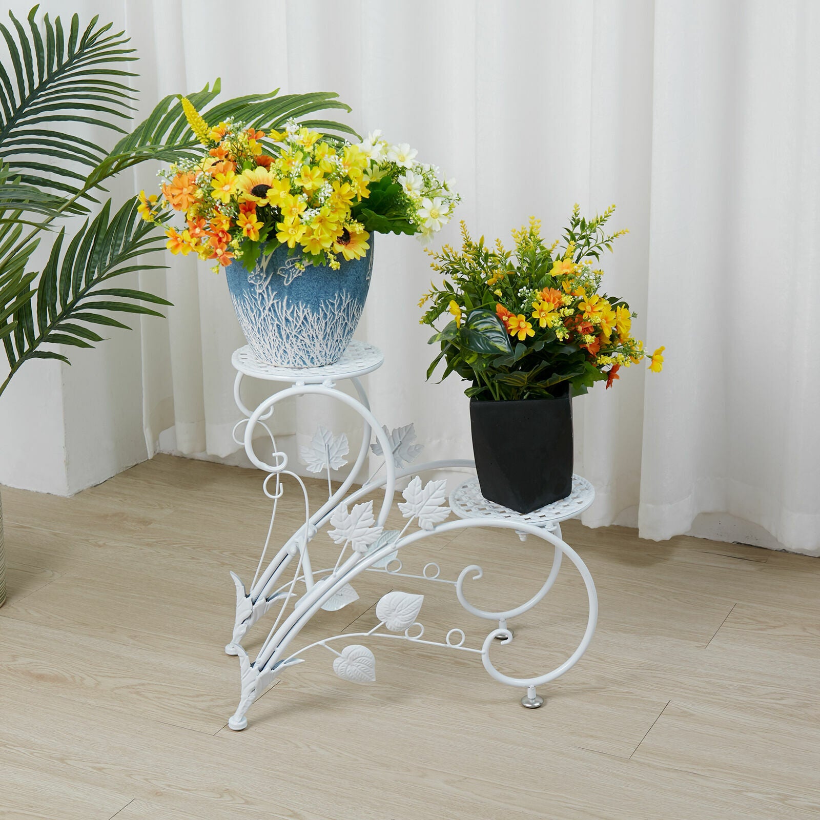 Set of 2 Plant Stand 30x30x20 cm, Durable Iron, Elegant Vintage Design - SuperSaverAU - view 5