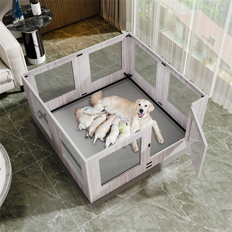 Dog Whelping Box 8 Panels 30x30x20 cm with Pad - Spacious & Durable Puppy Pen - SuperSaverAU - view 1