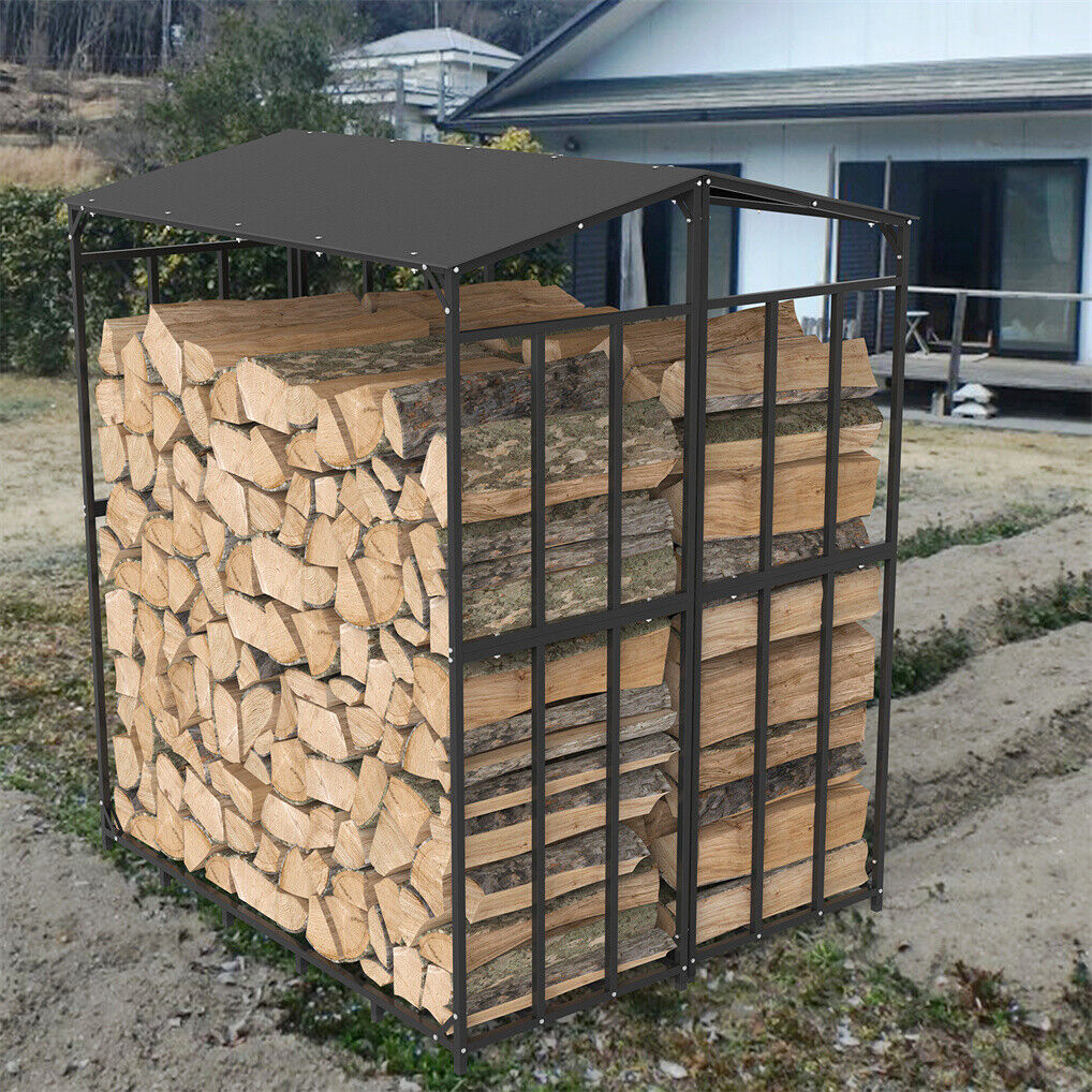 Metal Log Storage Shed - Outdoor Firewood Rack, Weather Resistant - SuperSaverAU - view 3