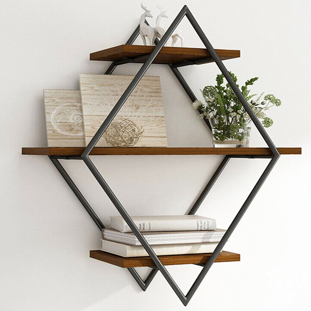 3-Tier Rustic Floating Wall Shelves - Wood Display Unit - SuperSaverAU - view 1