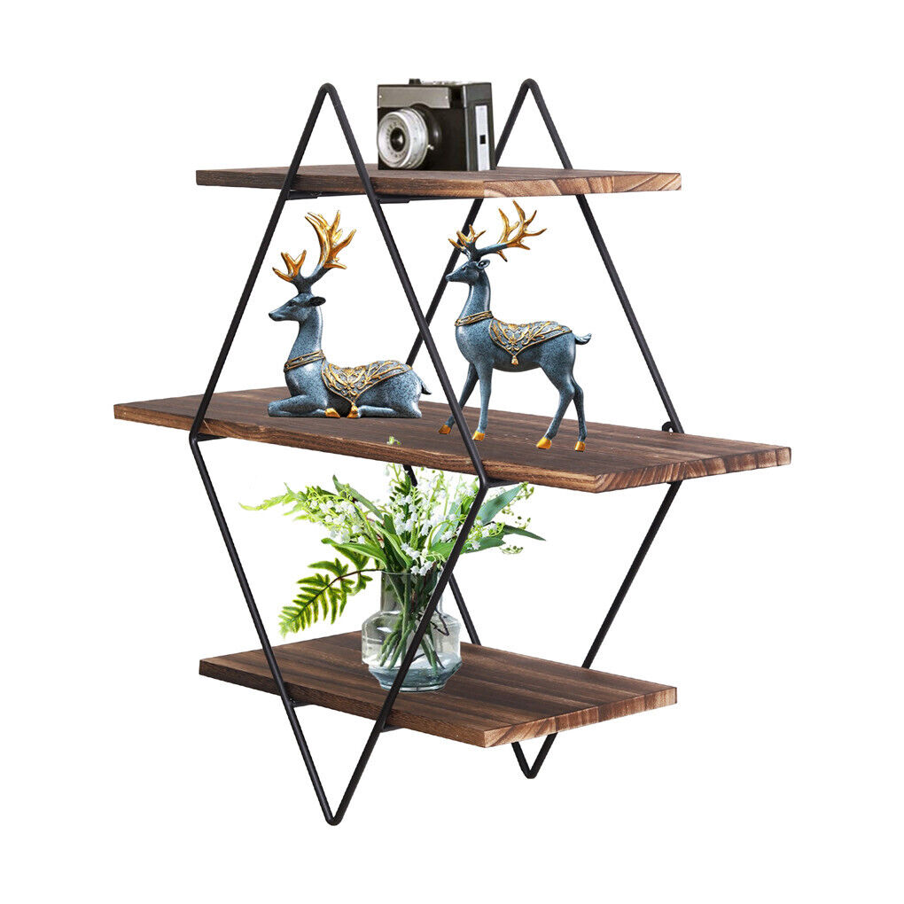 3-Tier Rustic Floating Wall Shelves - Wood Display Unit - SuperSaverAU - view 7