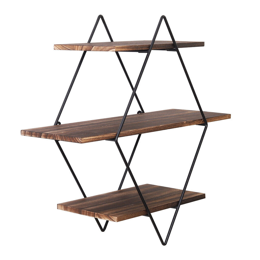 3-Tier Rustic Floating Wall Shelves - Wood Display Unit - SuperSaverAU - view 10