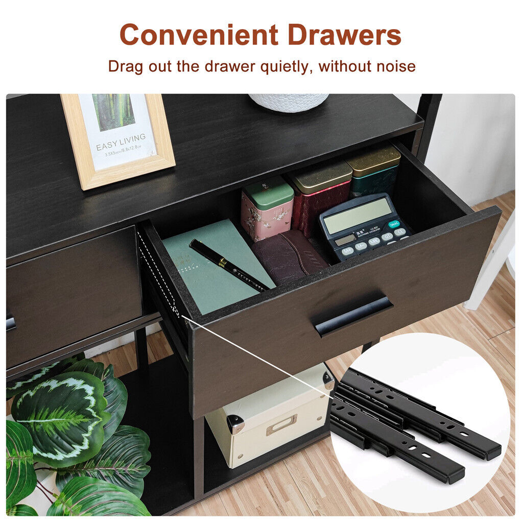 Rustic Accent Bookshelf 90CM Wide Plant Display Rack with Drawers & Shelving - SuperSaverAU - view 9