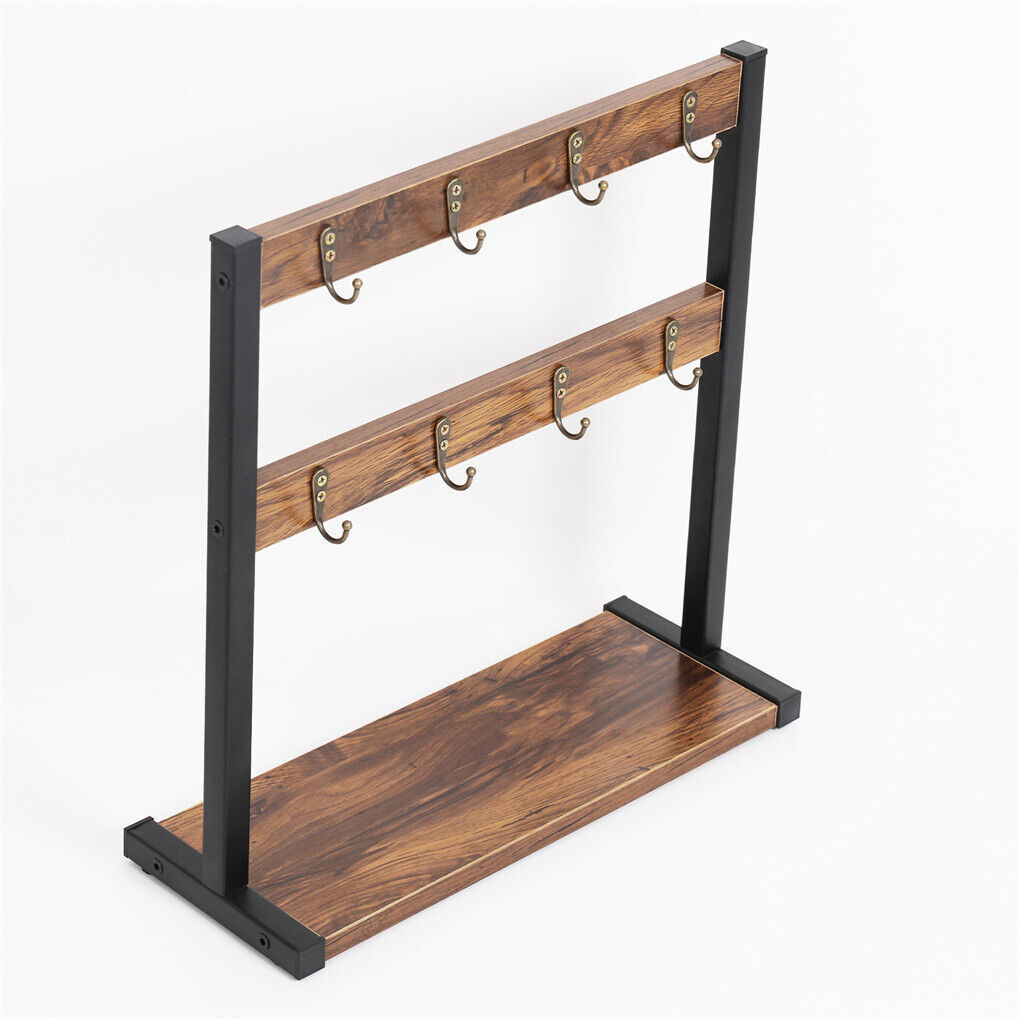 Rustic Minimalist Coffee Mug Holder Stand 43.5cm High, 42cm Wide, 2-Tier Organizer - SuperSaverAU - view 5