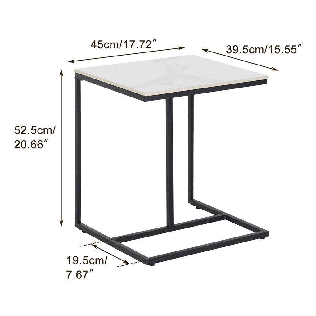 C Shape Sofa Side End Table - Sintered Stone Black White - SuperSaverAU - view 9