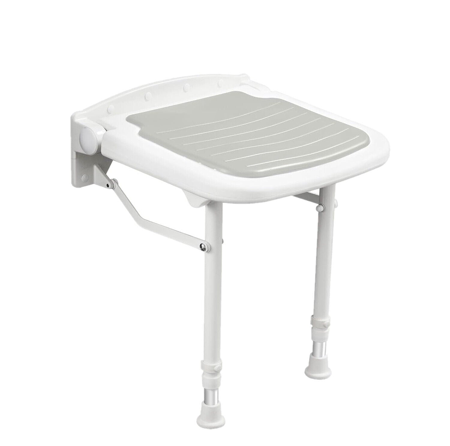 Wall-Mount Foldable Shower Chair, Adjustable, Non-Slip Feet - SuperSaverAU - view 3