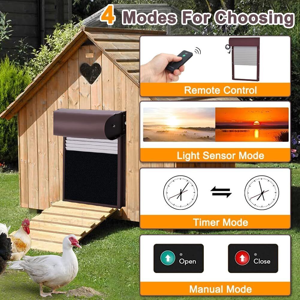 Premium Automatic Chicken Coop Door Opener – Light Sensor & Remote