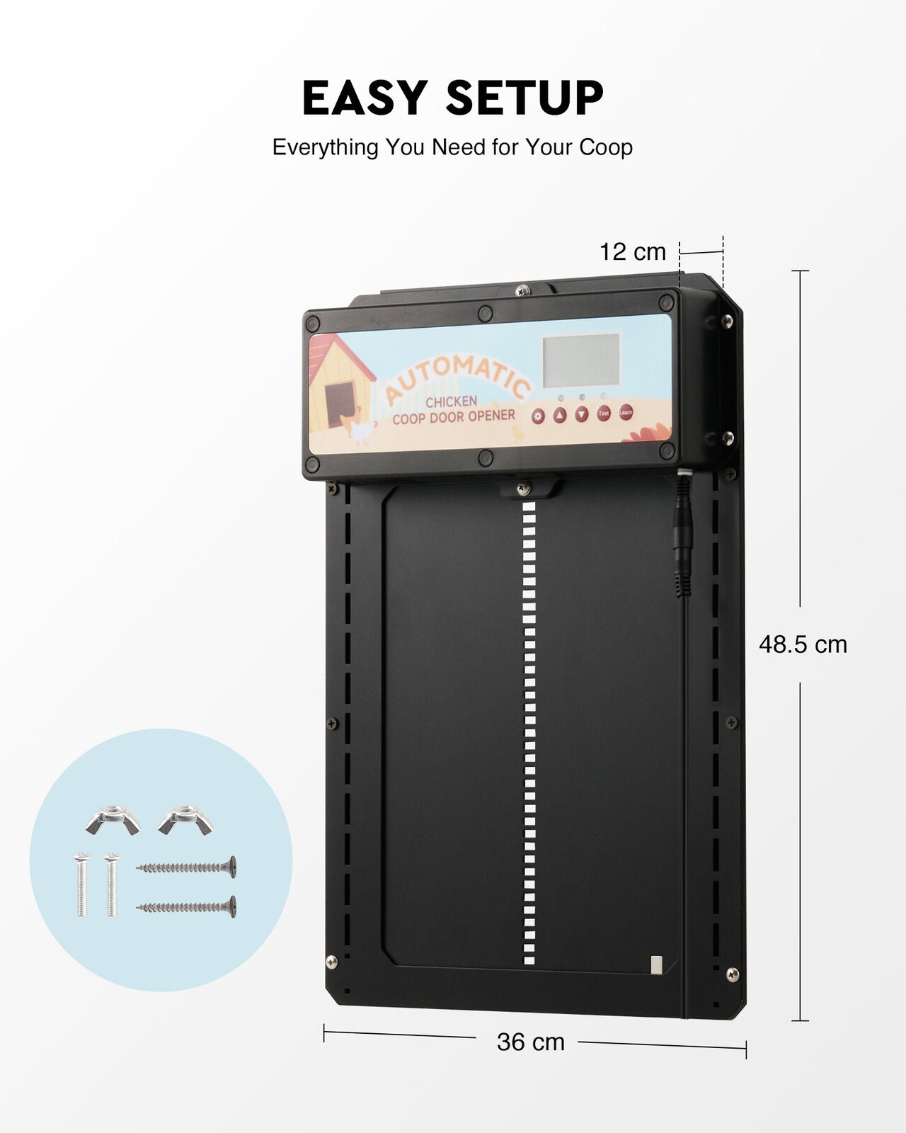 Premium 6W Automatic Chicken Coop Door with Solar, Battery & AC Power