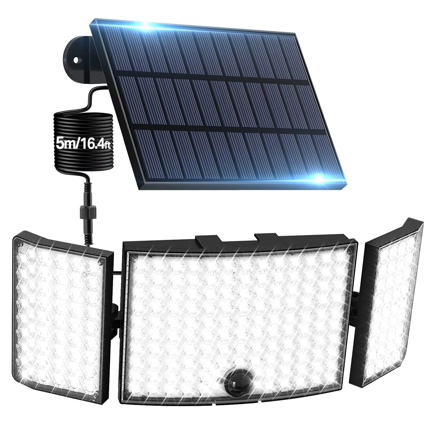 234 LED Solar Motion Sensor Light 5500K Cool Black, 30x10x10 cm, 3 Modes, 270° Coverage - SuperSaverAU - view 1
