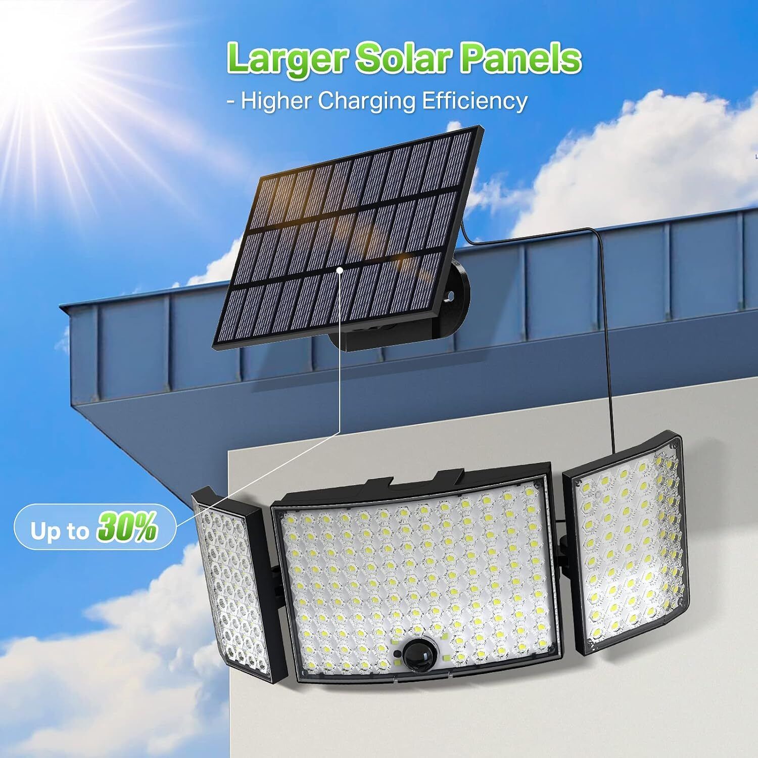 234 LED Solar Motion Sensor Light 5500K Cool Black, 30x10x10 cm, 3 Modes, 270° Coverage - SuperSaverAU - view 2