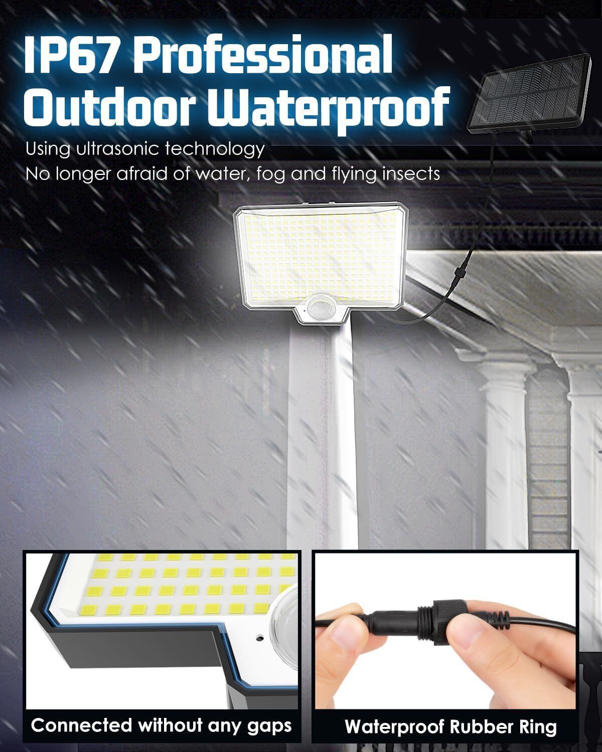 294 LED Solar Light Motion Sensor 6500K Black Outdoor Security Wall Flood Lamp 30x30x20 cm - SuperSaverAU - view 5