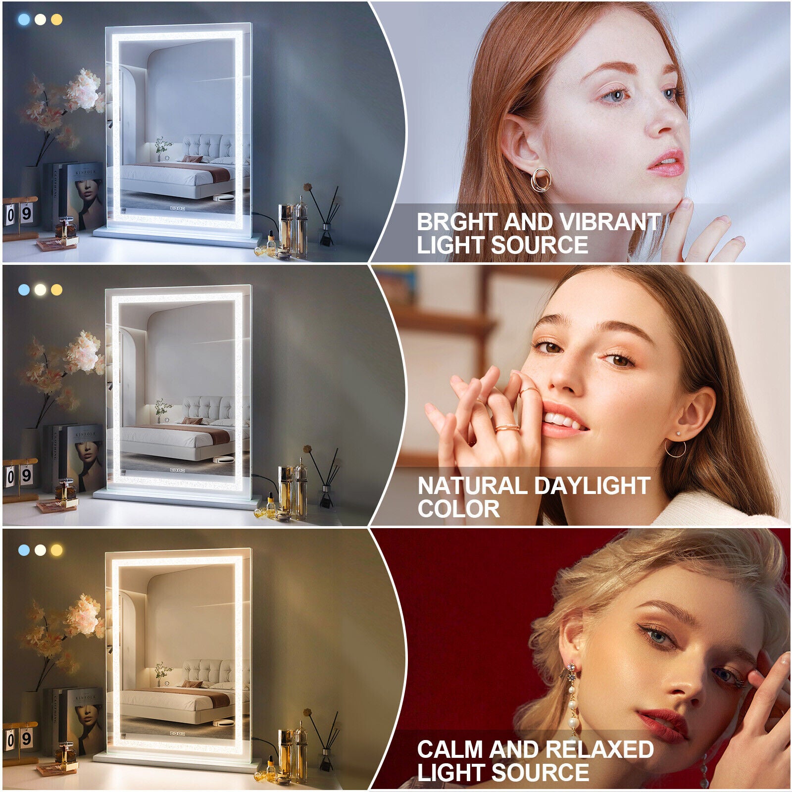 Crystal Vanity Mirror by Premium - 80CM LED Bluetooth Magnifying - SuperSaverAU - view 5