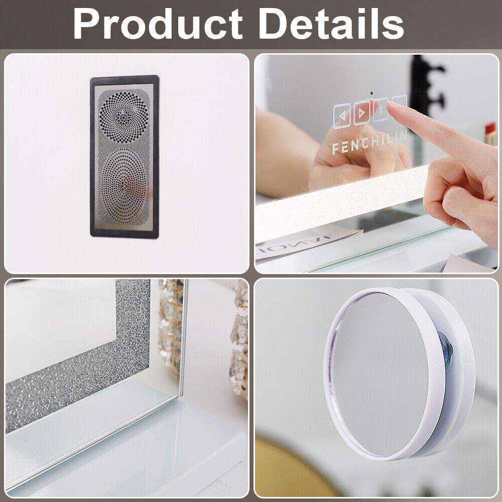 LED Makeup Mirror by Premium - Bluetooth Touch Sensor Vanity - SuperSaverAU - view 6