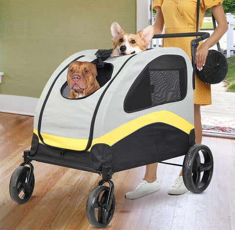 Dog Stroller w/ Divider, Foldable Pet Cart for Large Dogs, 30x30x20 cm - SuperSaverAU - view 1