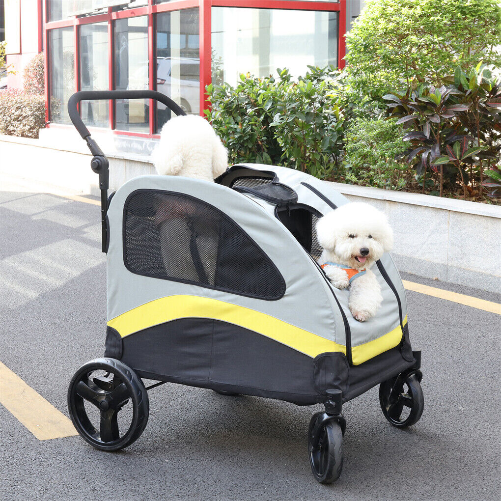 Dog Stroller w/ Divider, Foldable Pet Cart for Large Dogs, 30x30x20 cm - SuperSaverAU - view 8