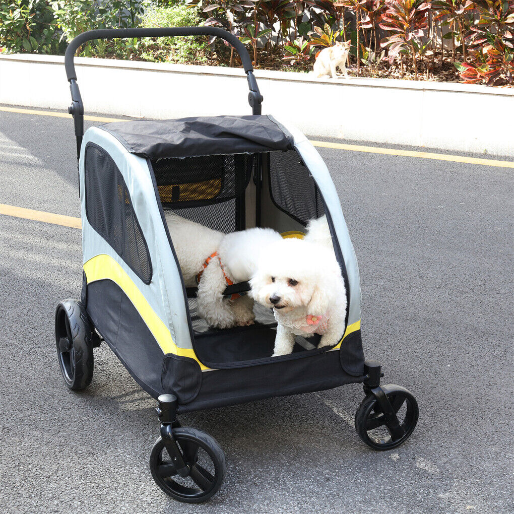 Dog Stroller w/ Divider, Foldable Pet Cart for Large Dogs, 30x30x20 cm - SuperSaverAU - view 9