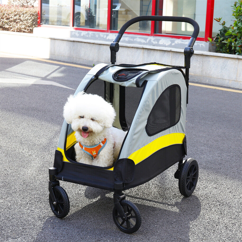 Dog Stroller Foldable Pet Travel Cart M Size - Spacious, Dual-Entry, Portable - SuperSaverAU - view 1