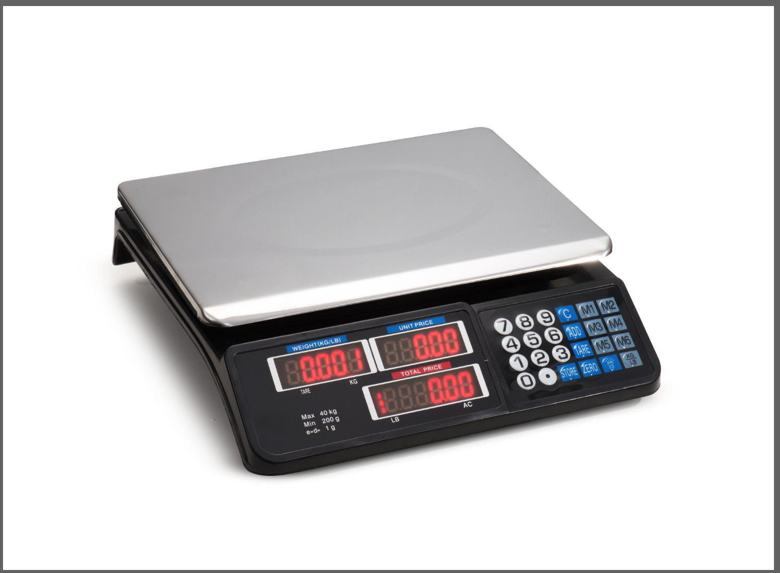 Digital Kitchen Scale 40kg 1g Increment Electronic Black - Waterproof, LCD, 2kg - SuperSaverAU - view 4