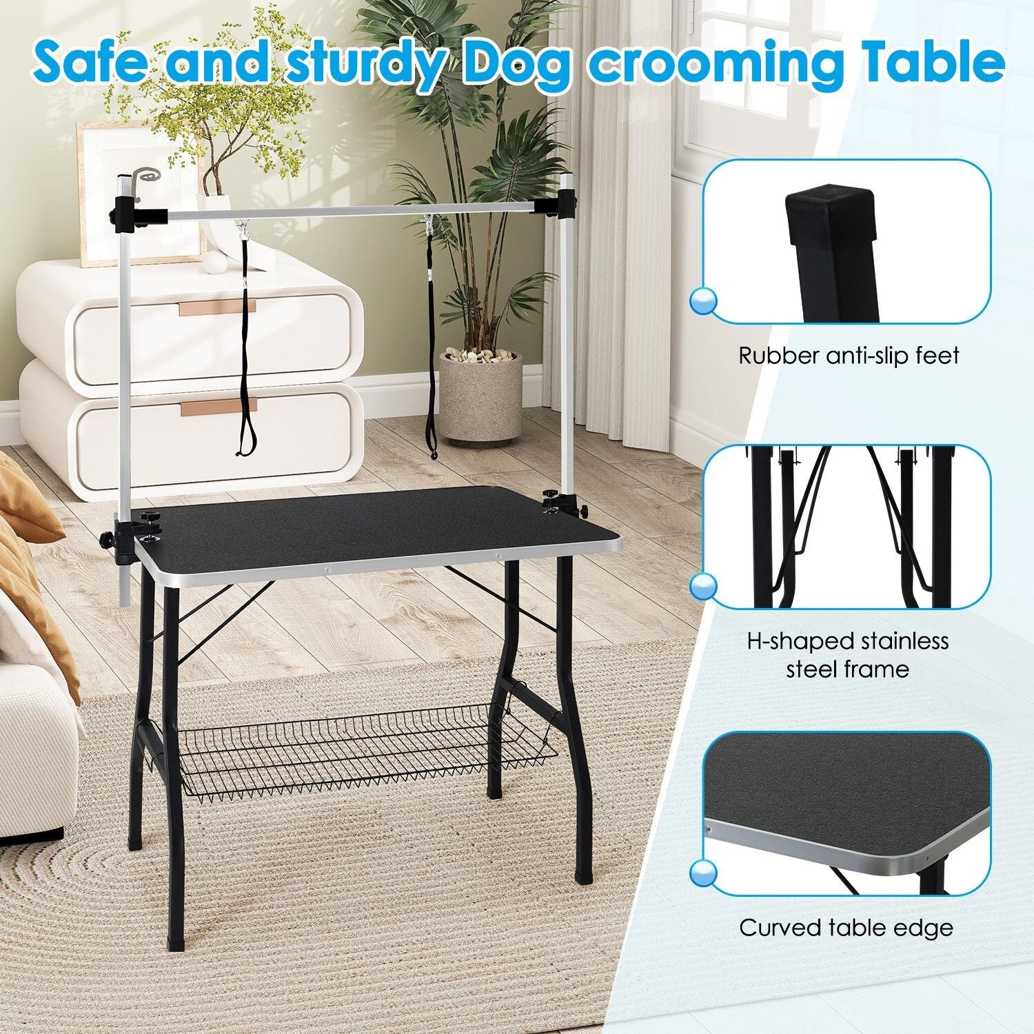 Premium Foldable Adjustable Pet Grooming Table with Anti-Slip Surface