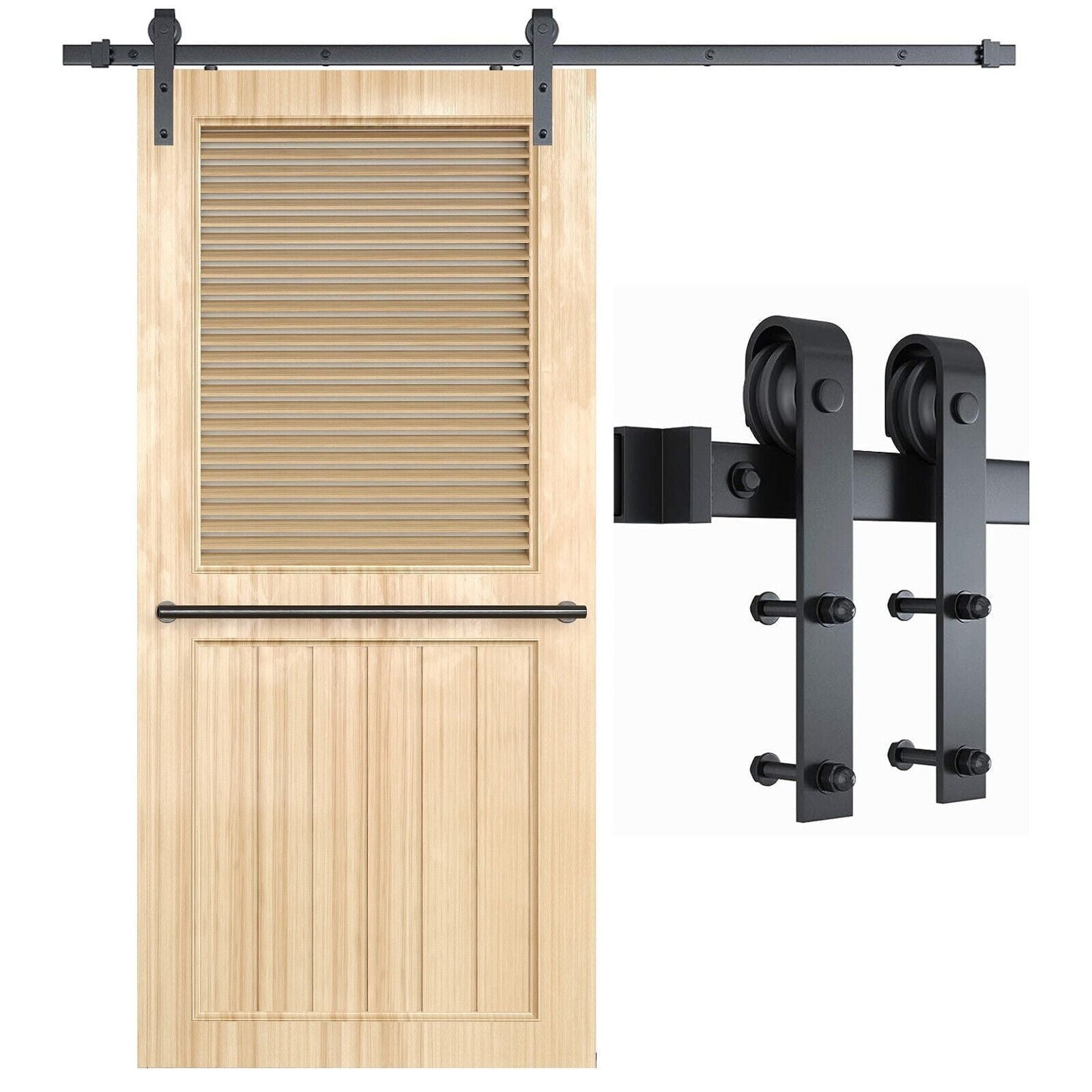 Premium 2.44m Heavy Duty Sliding Barn Door Hardware Kit 150kg Capacity