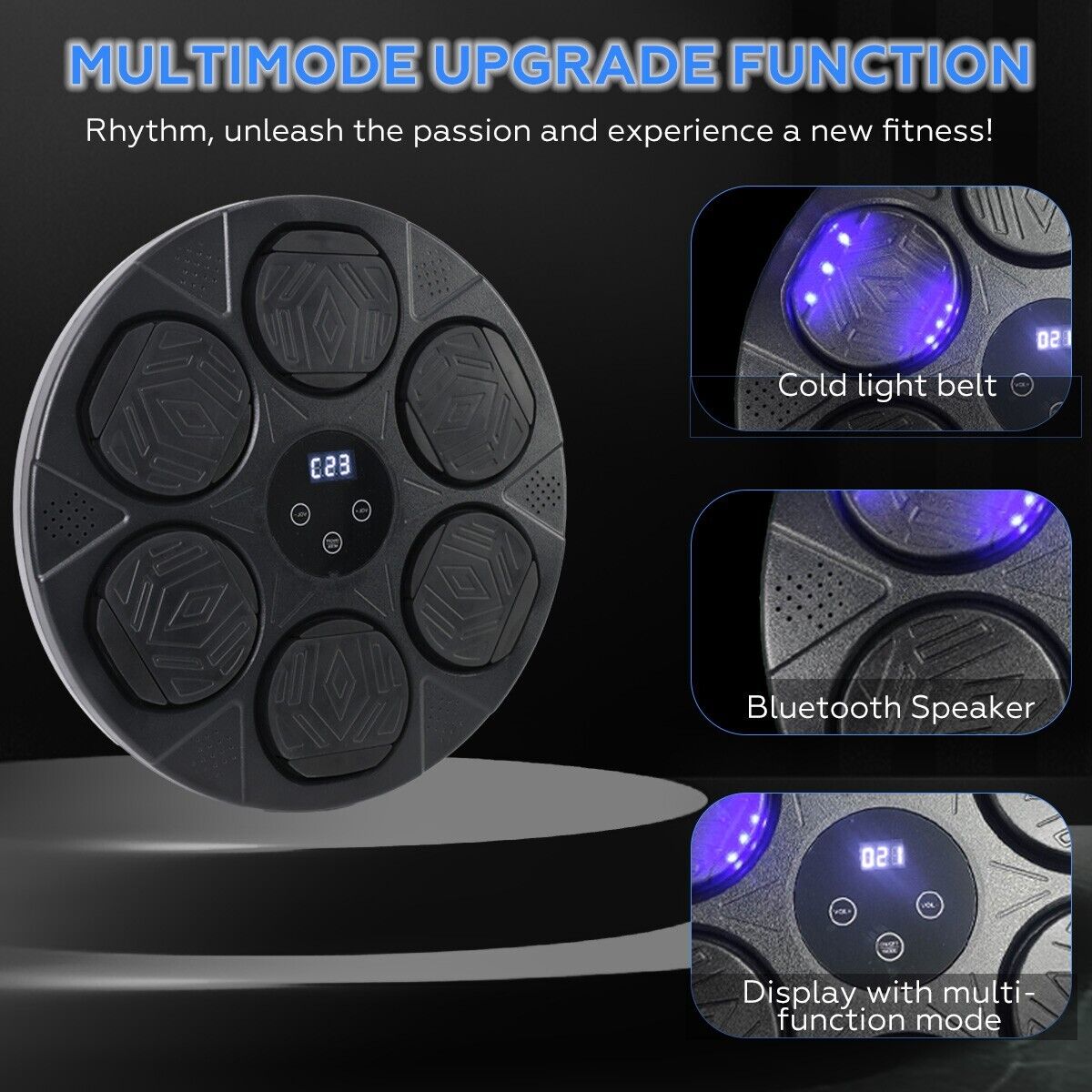 Premium Bluetooth Smart Punching Bag Wall Pad with Gloves, LED Lights & 9 Speeds