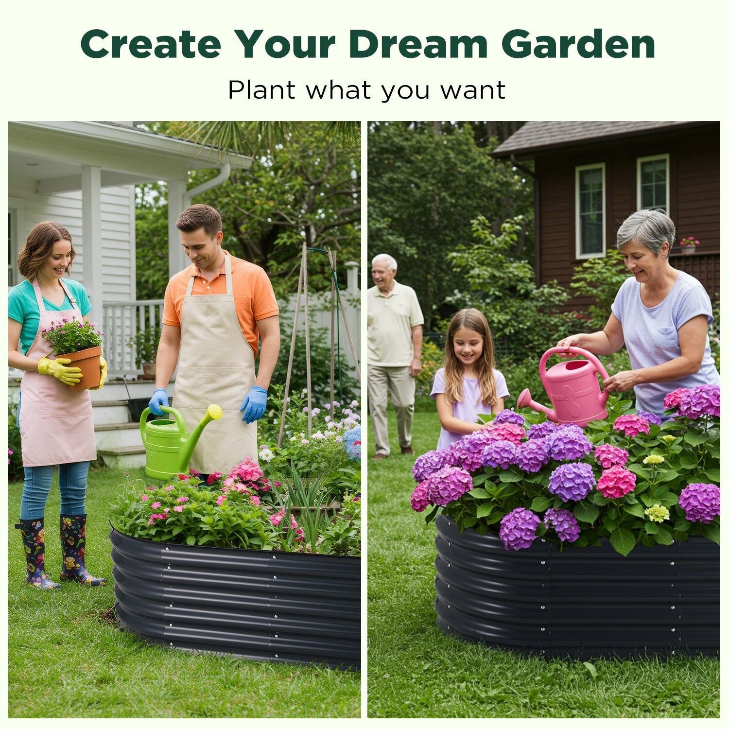 Galvanised Steel Oval Raised Garden Bed Planter 240x80x42cm - Durable & Weather-Resistant - SuperSaverAU - view 3