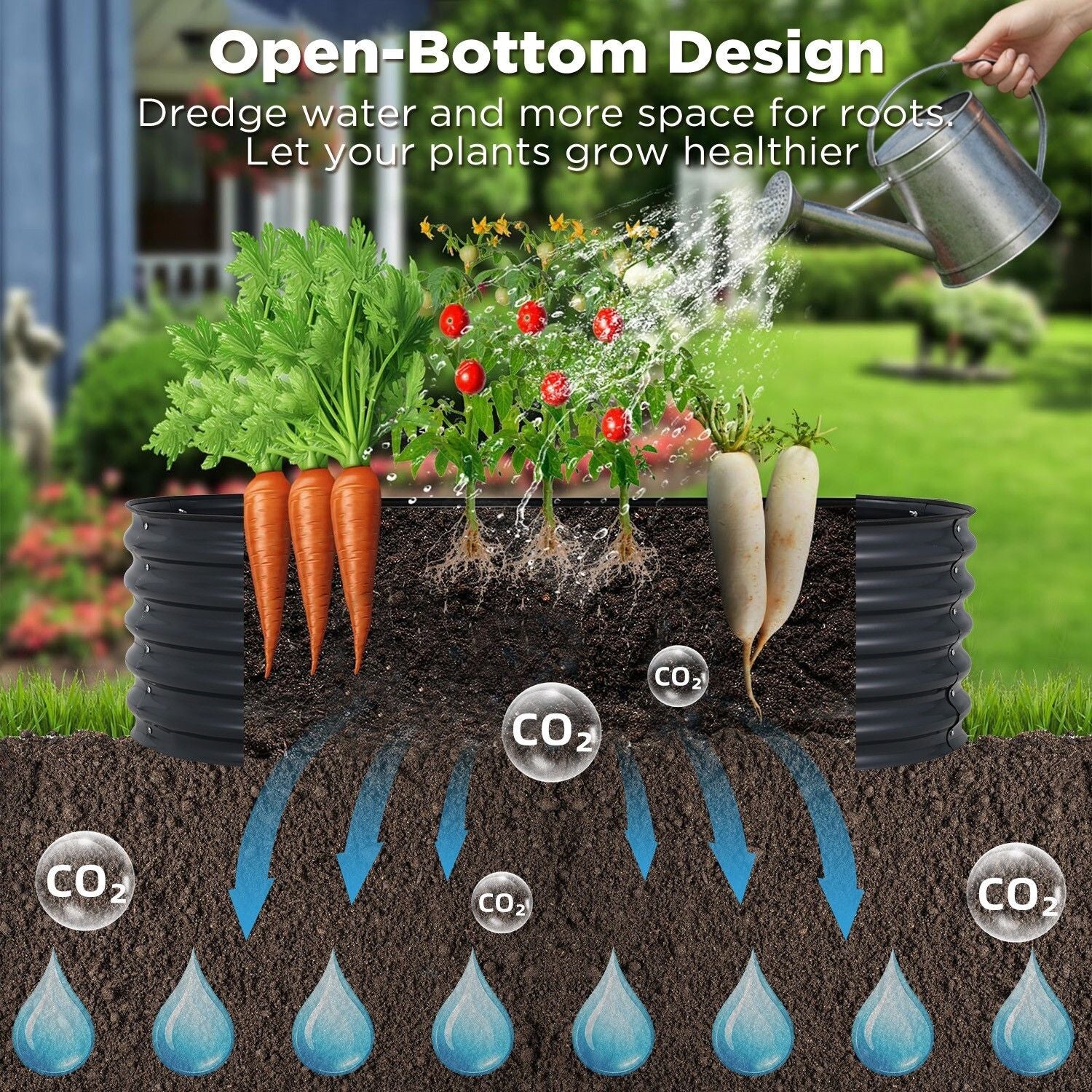 Galvanised Steel Oval Raised Garden Bed Planter 240x80x42cm - Durable & Weather-Resistant - SuperSaverAU - view 4