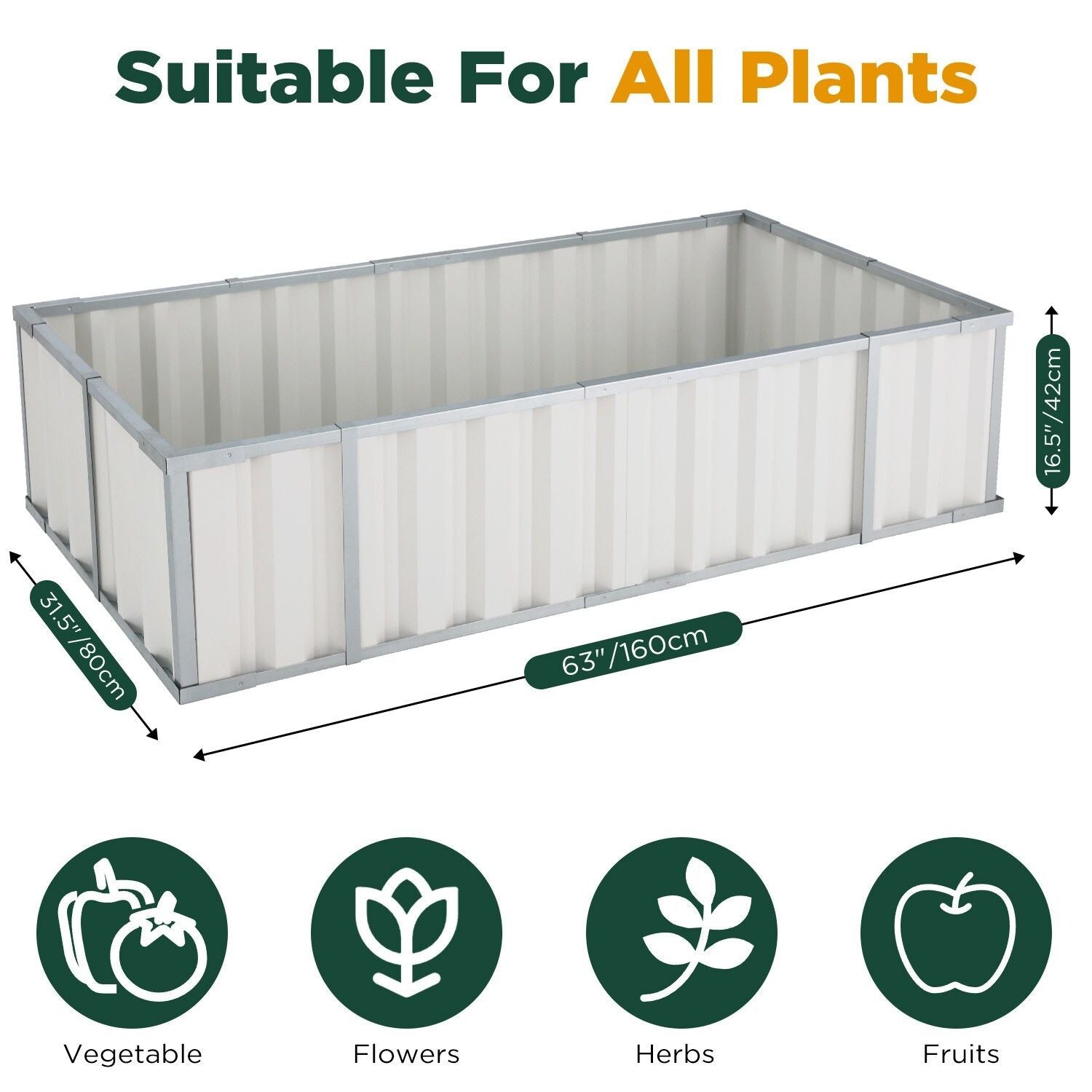 Galvanised Steel No-Screw Raised Garden Bed 160x80x42cm - SuperSaverAU - view 7