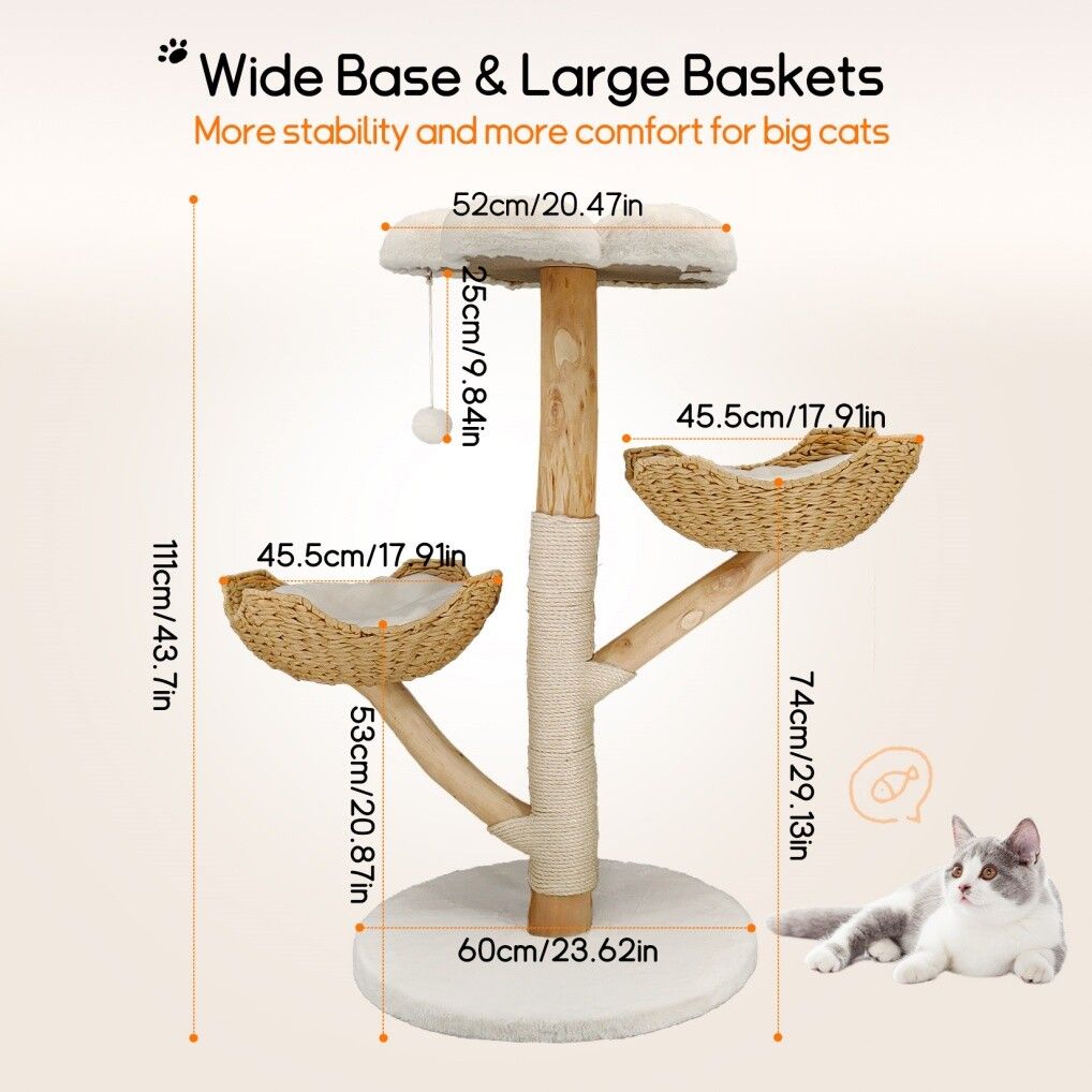 3 Tier Cat Tree Activity Centre Scratcher Post Climber 20x15x25 cm, Cozy & Durable - SuperSaverAU - view 2