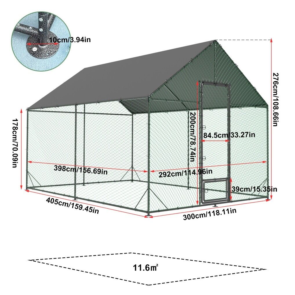 XL Chicken Coop Large Hen House Cage 276x405x300cm with Sunshade Cover - SuperSaverAU - view 2