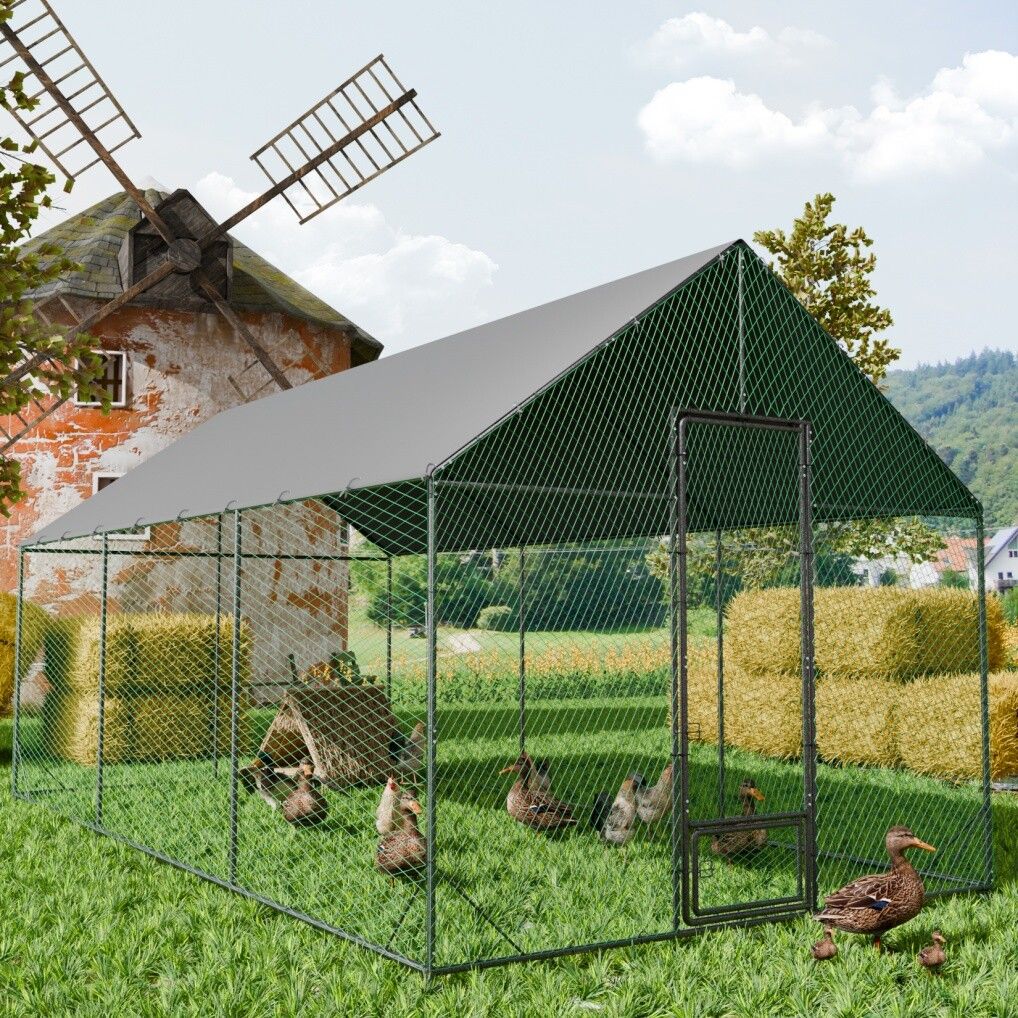 XXL Chicken Coop Hen House Cage 276x602x300cm with Walk-In Entrance & Sunshade Cover - SuperSaverAU - view 3