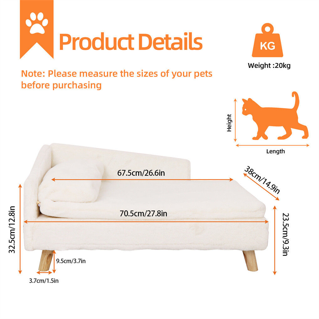 Small Raised Pet Sofa 70x40x39cm Waterproof Portable Dog Bed - Stylish & Durable - SuperSaverAU - view 2